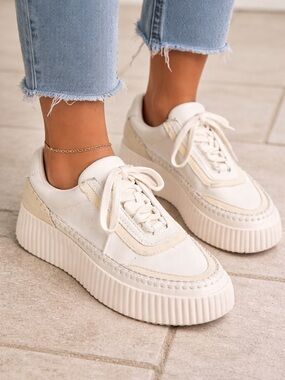 Dolce Vita Chunky Platform Sneakers Cream and White Size 8